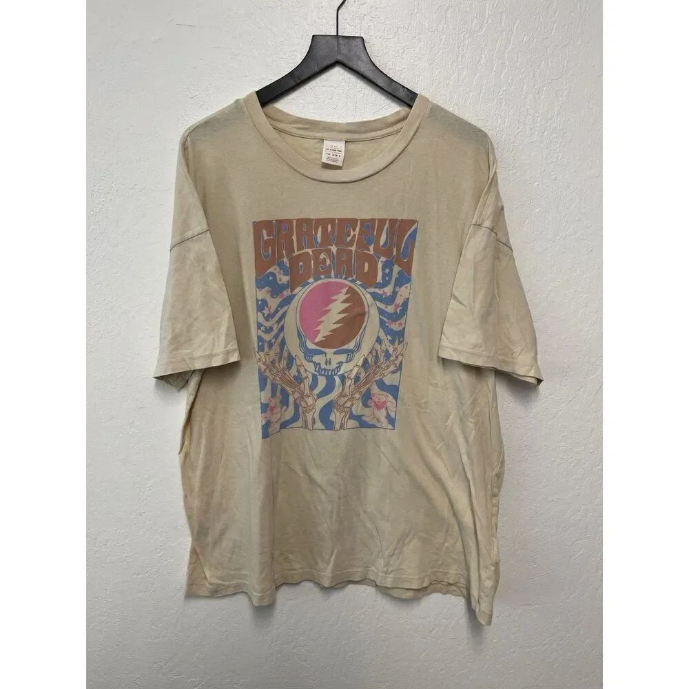 AE American Eagle Band Tee Shirt Men's L/XL Grateful Dead Beige Short Sleeve